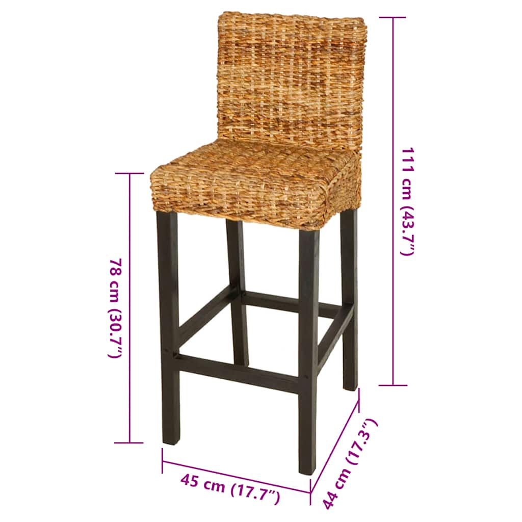 vidaXL Bar Stools 2 pcs Abaca - Brown - 45 x 44 x 111 cm