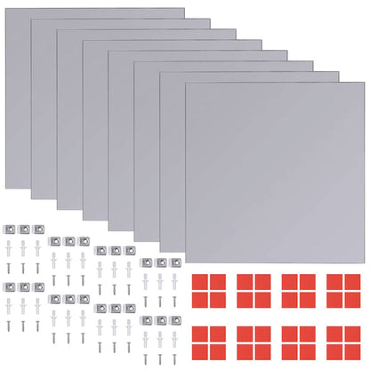 242729 vidaXL Frameless Mirror Tiles Glass 8 pcs 20,5 cm - Silver - 20.5 x 20.5 x 0.4 cm