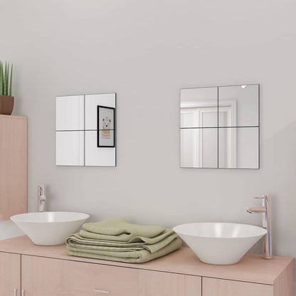 242729 vidaXL Frameless Mirror Tiles Glass 8 pcs 20,5 cm - Silver - 20.5 x 20.5 x 0.4 cm