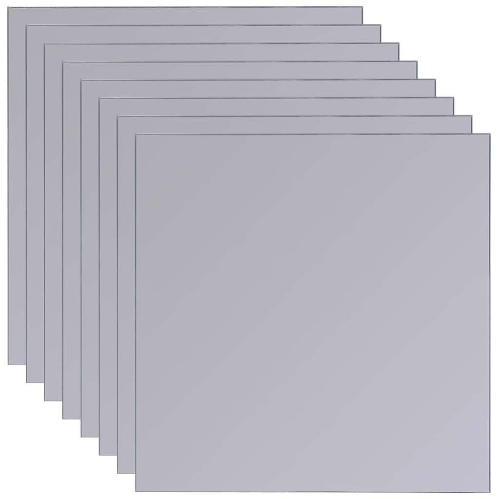 242729 vidaXL Frameless Mirror Tiles Glass 8 pcs 20,5 cm - Silver - 20.5 x 20.5 x 0.4 cm