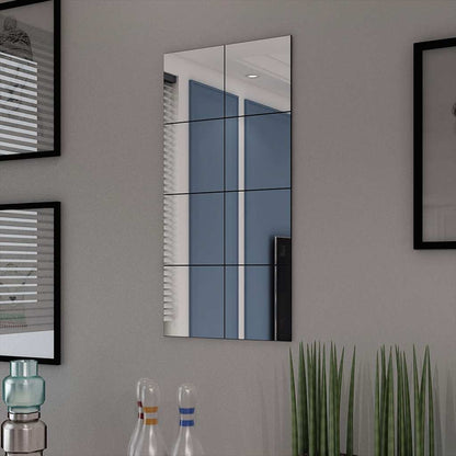 242729 vidaXL Frameless Mirror Tiles Glass 8 pcs 20,5 cm - Silver - 20.5 x 20.5 x 0.4 cm