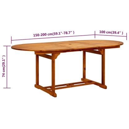 vidaXL Garden Table (150-200)x100x75 cm Solid Acacia Wood - Brown - 200 x 100 x 75 cm