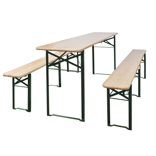 vidaXL Folding Beer Table with 2 Benches 220 cm Fir Wood - Brown