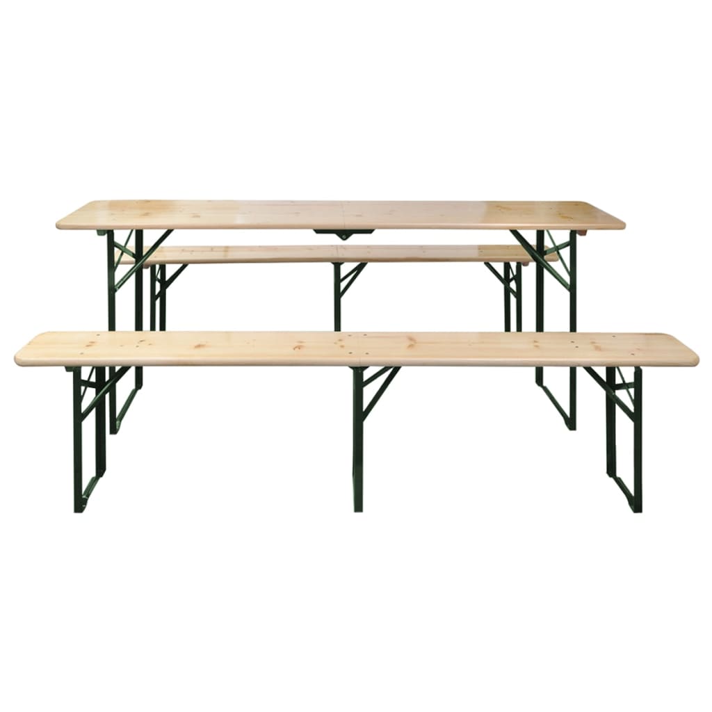 vidaXL Folding Beer Table with 2 Benches 220 cm Fir Wood - Brown