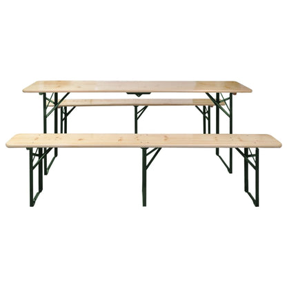 vidaXL Folding Beer Table with 2 Benches 220 cm Fir Wood - Brown