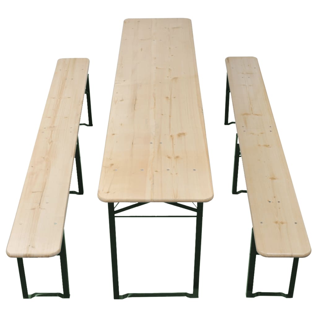 vidaXL Folding Beer Table with 2 Benches 220 cm Fir Wood - Brown