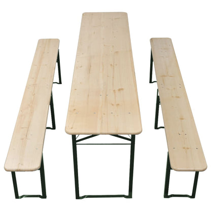 vidaXL Folding Beer Table with 2 Benches 220 cm Fir Wood - Brown