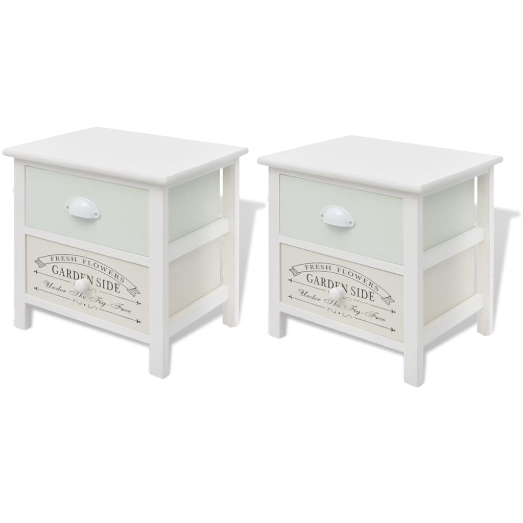 vidaXL French Bedside Cabinets 2 pcs Wood - White
