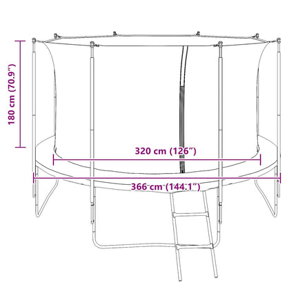 Safety Net for 3.66 m Round Trampoline - Black