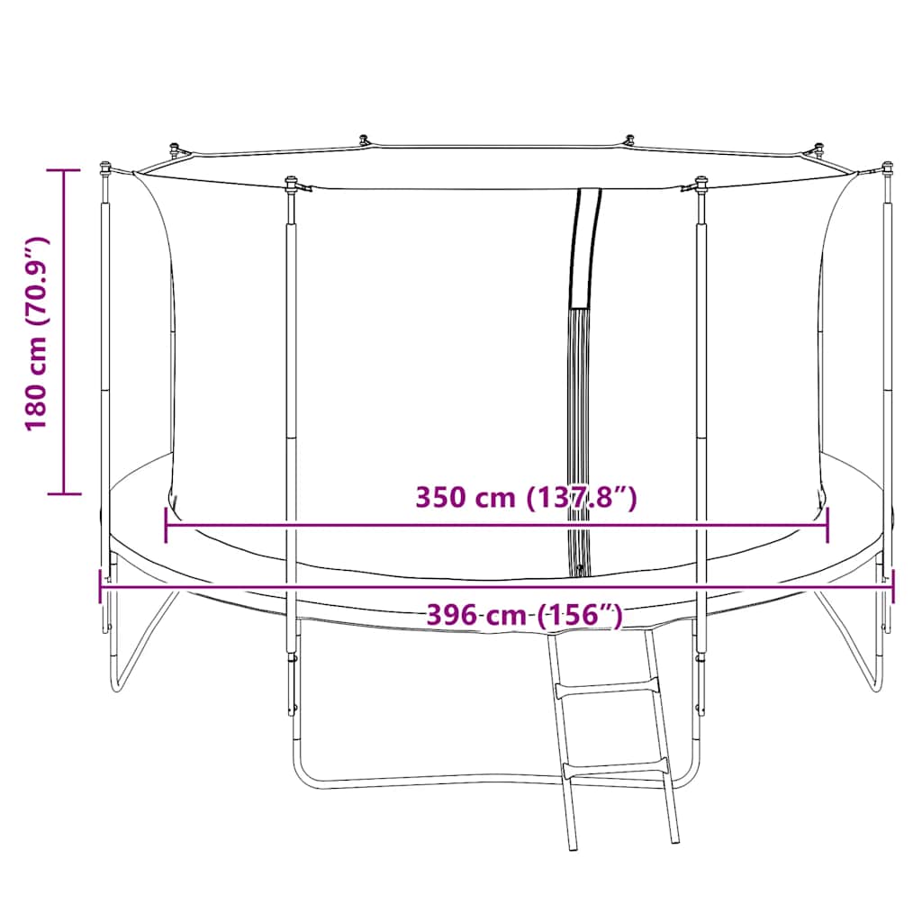 Safety Net for 3.96 m Round Trampoline - Black