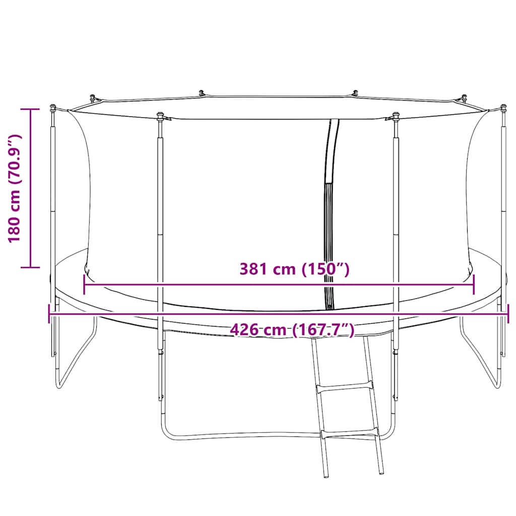 Safety Net for 4.26 m Round Trampoline - Black