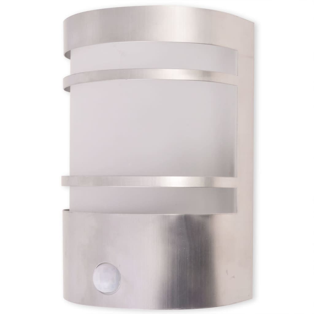 vidaXL Outdoor Wall Light with Sensor Stainless Steel - Silver