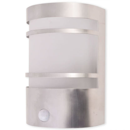 vidaXL Outdoor Wall Light with Sensor Stainless Steel - Silver