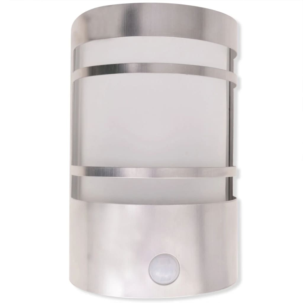 vidaXL Outdoor Wall Light with Sensor Stainless Steel - Silver