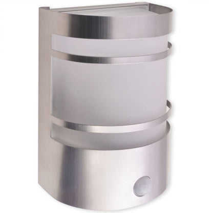 vidaXL Outdoor Wall Light with Sensor Stainless Steel - Silver