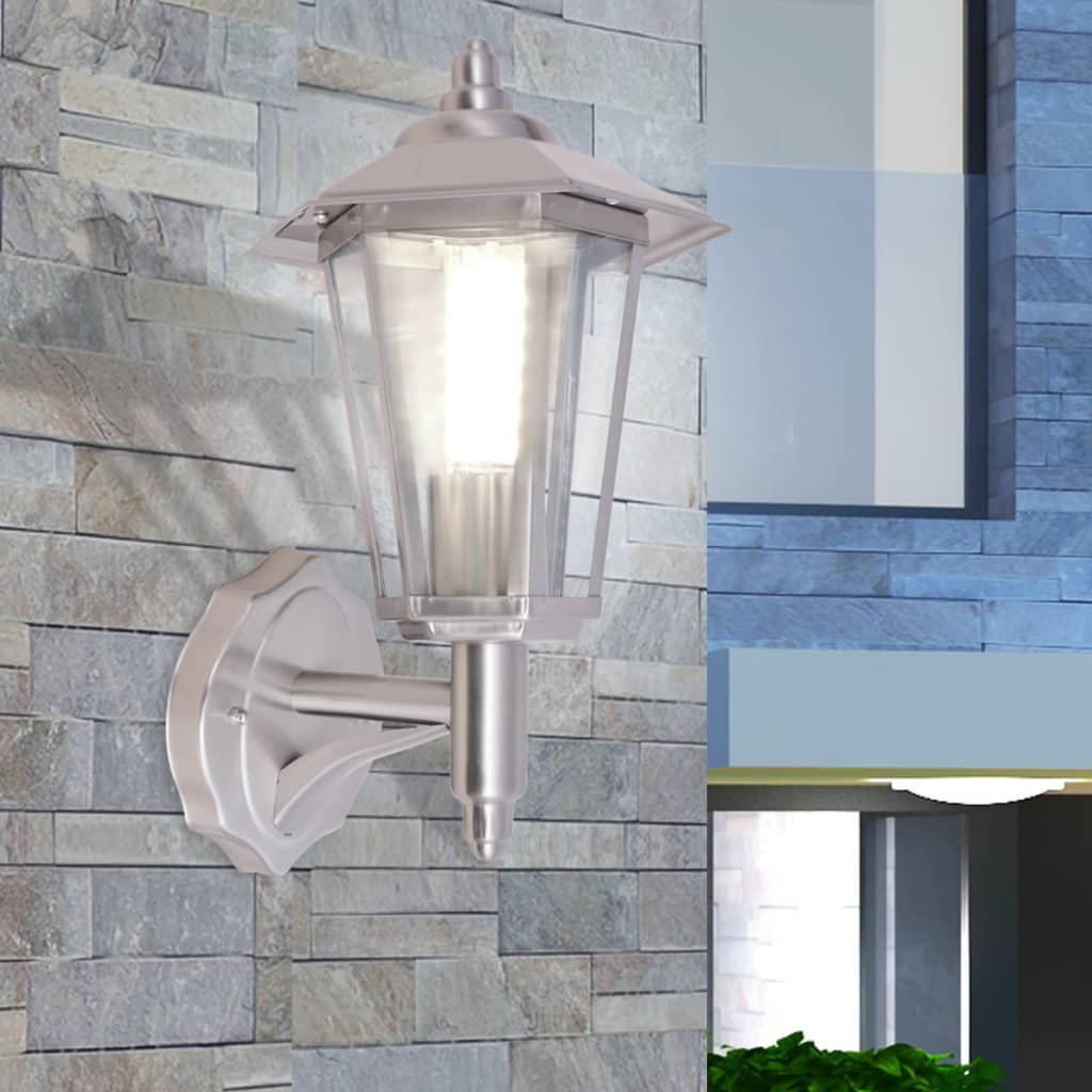 vidaXL Outdoor Uplight Wall Lantern Stainless Steel - Silver
