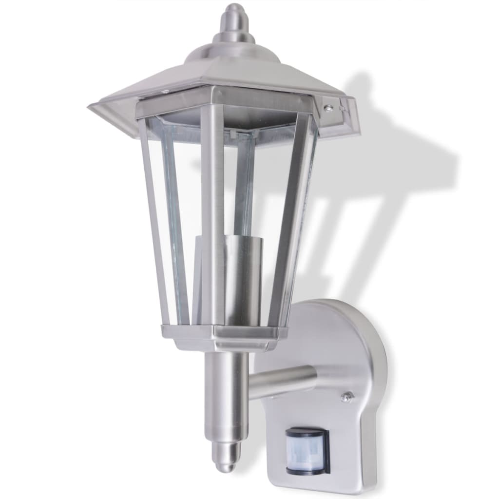 vidaXL Outdoor Uplight Wall Lantern with Sensor Stainless Steel - Silver