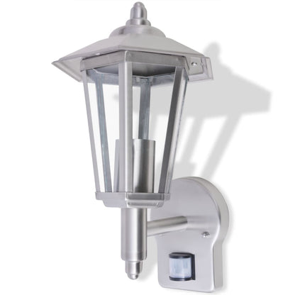 vidaXL Outdoor Uplight Wall Lantern with Sensor Stainless Steel - Silver