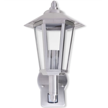 vidaXL Outdoor Uplight Wall Lantern with Sensor Stainless Steel - Silver