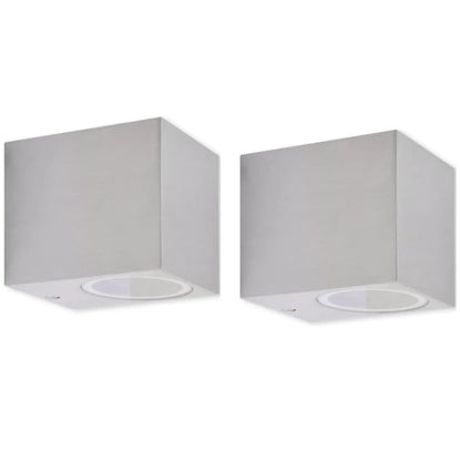 vidaXL Cube Outdoor Wall Lights 2 pcs - Silver - 6.8 x 9.2 x 8.1 cm