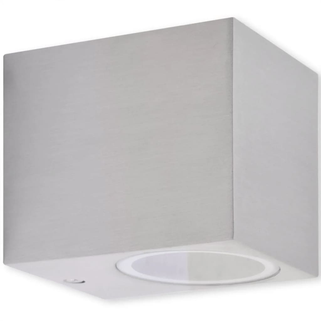 vidaXL Cube Outdoor Wall Lights 2 pcs - Silver - 6.8 x 9.2 x 8.1 cm