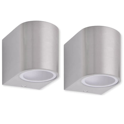 vidaXL Outdoor Wall Lights 2 pcs - Silver - 6.6 x 9.5 x 8 cm