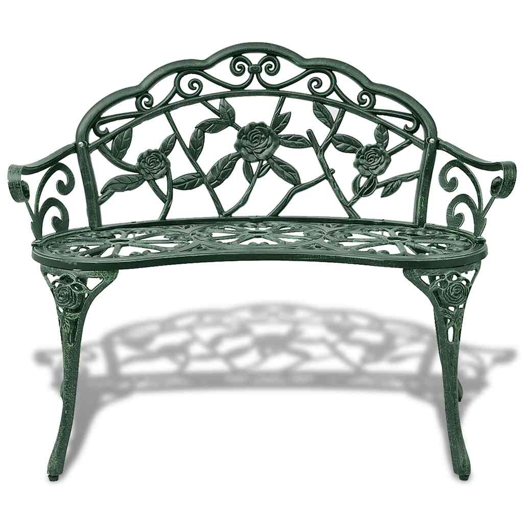 vidaXL Garden Bench 100 cm Cast Aluminium Green