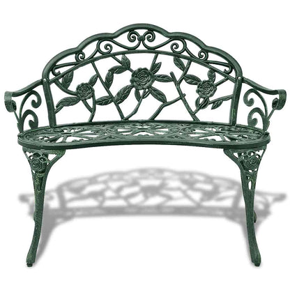 vidaXL Garden Bench 100 cm Cast Aluminium Green