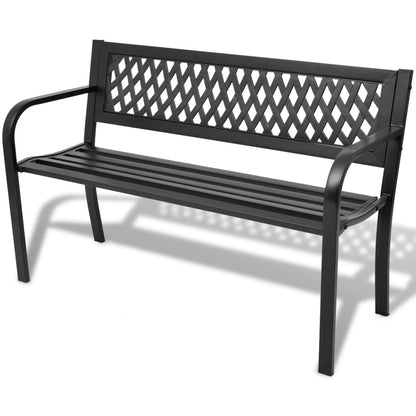 vidaXL Garden Bench | Black | Steel frame | 2-seater | Durable | Garden Bench