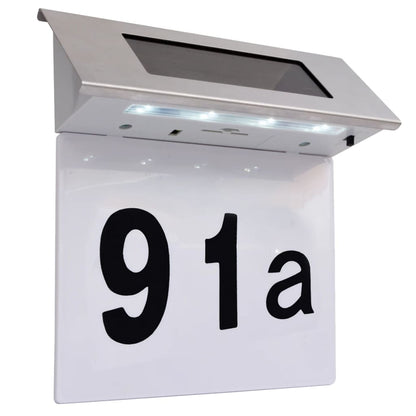 vidaXL Solar LED House Number Light Stainless Steel - White