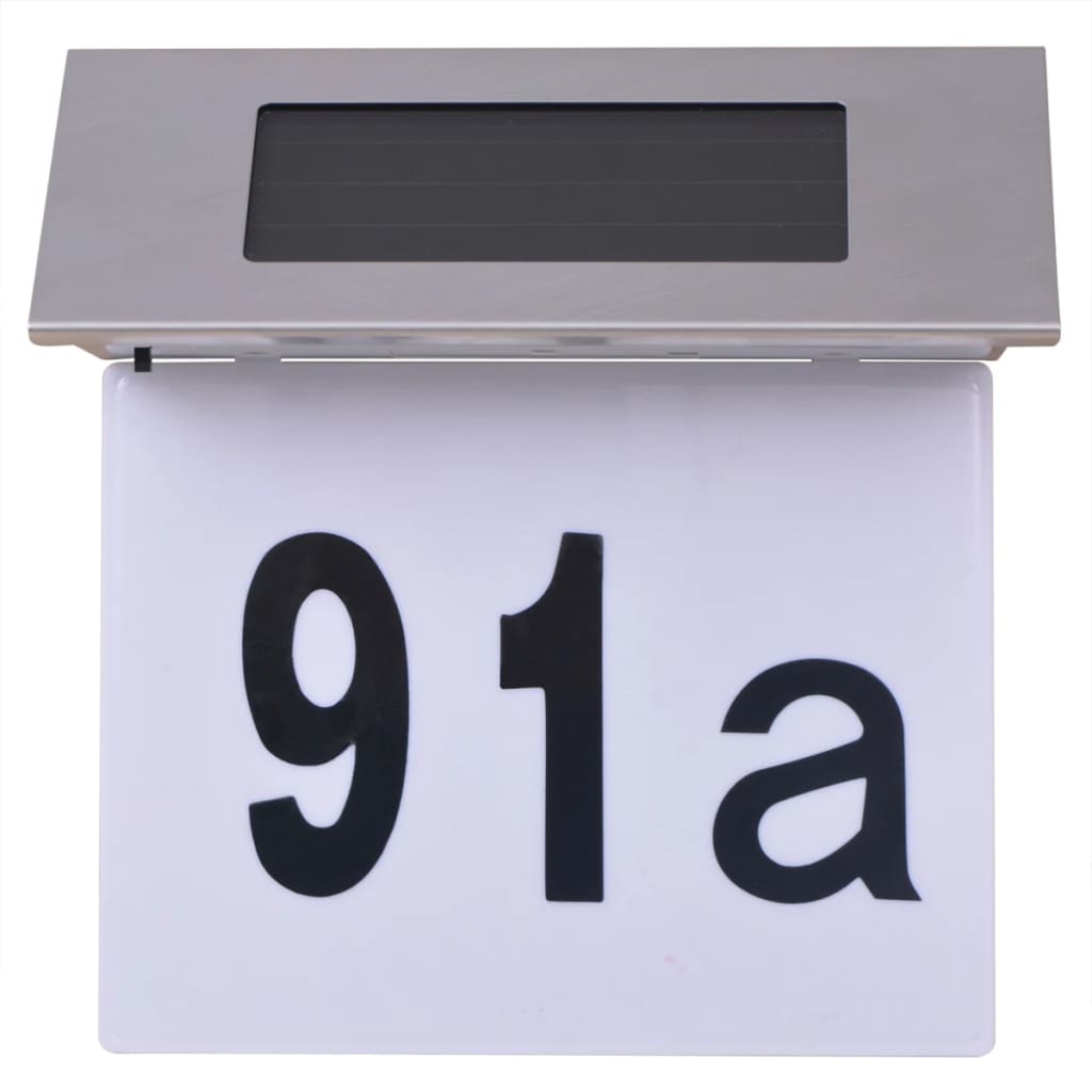 vidaXL Solar LED House Number Light Stainless Steel - White