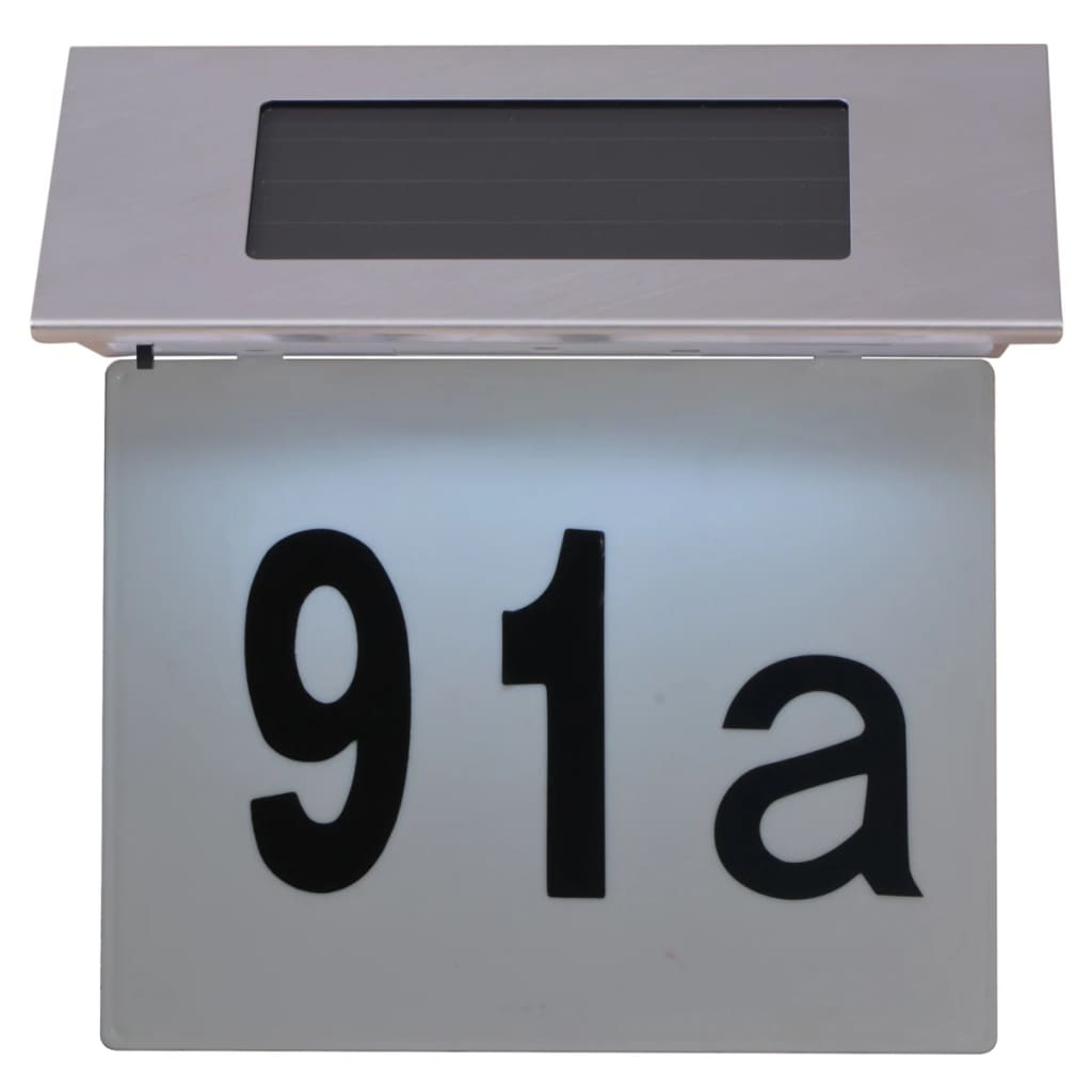 vidaXL Solar LED House Number Light Stainless Steel - White