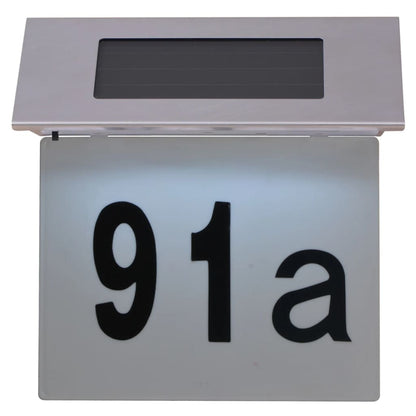 vidaXL Solar LED House Number Light Stainless Steel - White