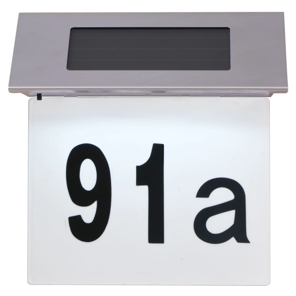 vidaXL Solar LED House Number Light Stainless Steel - White