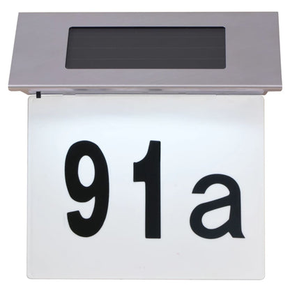 vidaXL Solar LED House Number Light Stainless Steel - White