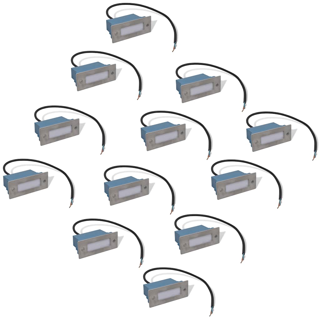 vidaXL LED Recessed Stair Lights 12 pcs 44x111x56 mm - Silver