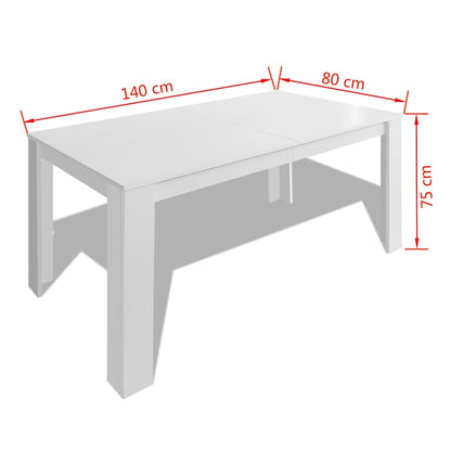 243056 vidaXL Dining Table 140x80x75 cm White