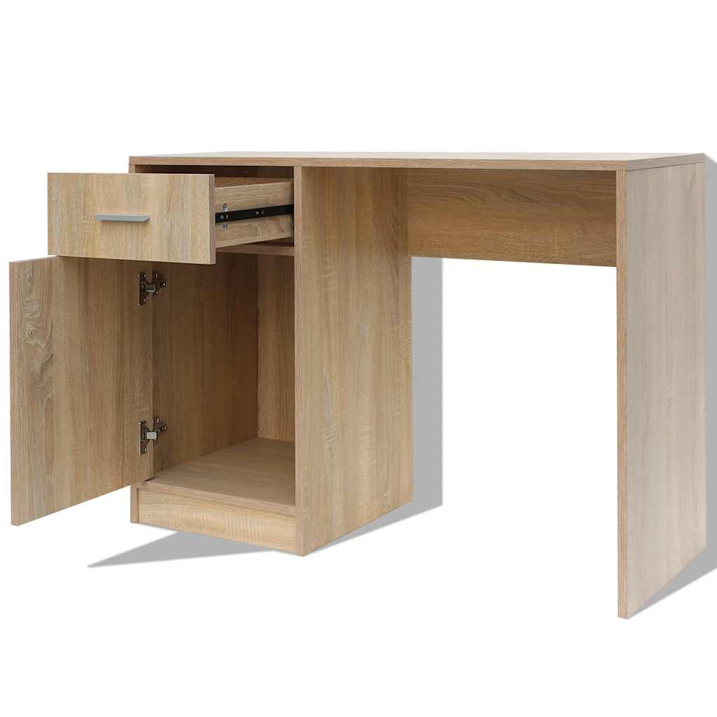 vidaXL Desk with Drawer and Cabinet Oak 100x40x73 cm - Brown