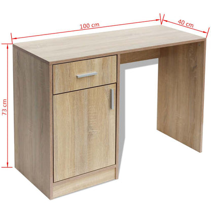 vidaXL Desk with Drawer and Cabinet Oak 100x40x73 cm - Brown