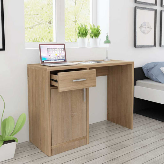 vidaXL Desk with Drawer and Cabinet Oak 100x40x73 cm - Brown