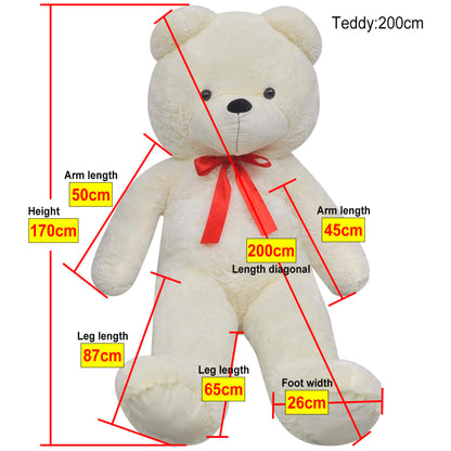 vidaXL Teddy Bear Cuddly Toy Plush White 170 cm - 200 cm