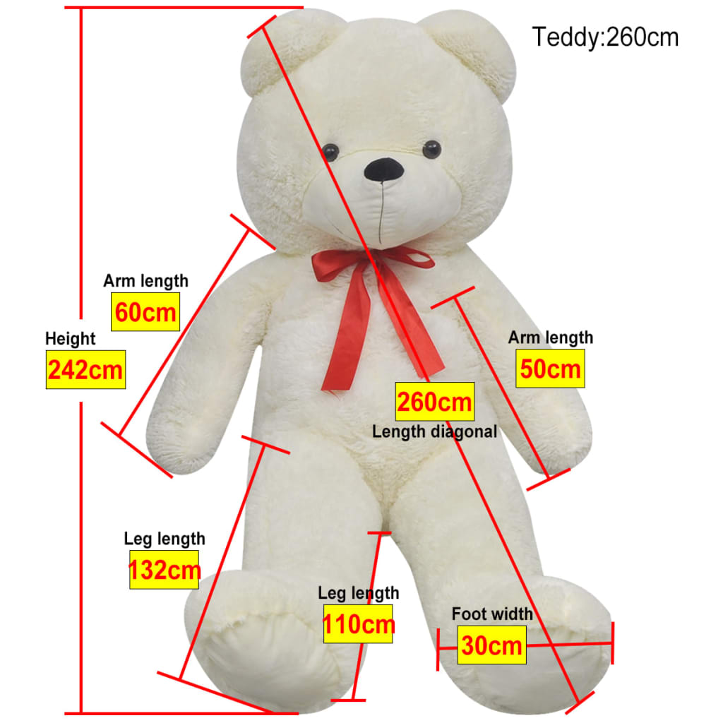 vidaXL Teddy Bear Cuddly Toy Plush White 242 cm - 260 cm