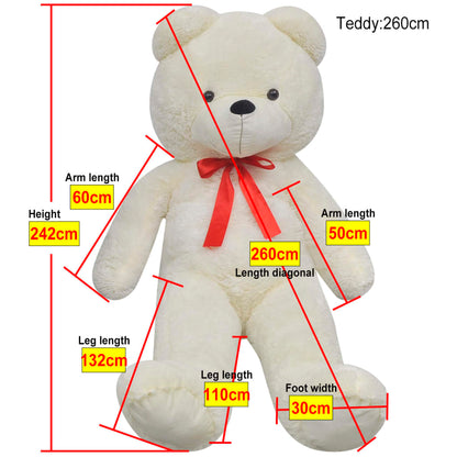 vidaXL Teddy Bear Cuddly Toy Plush White 242 cm - 260 cm
