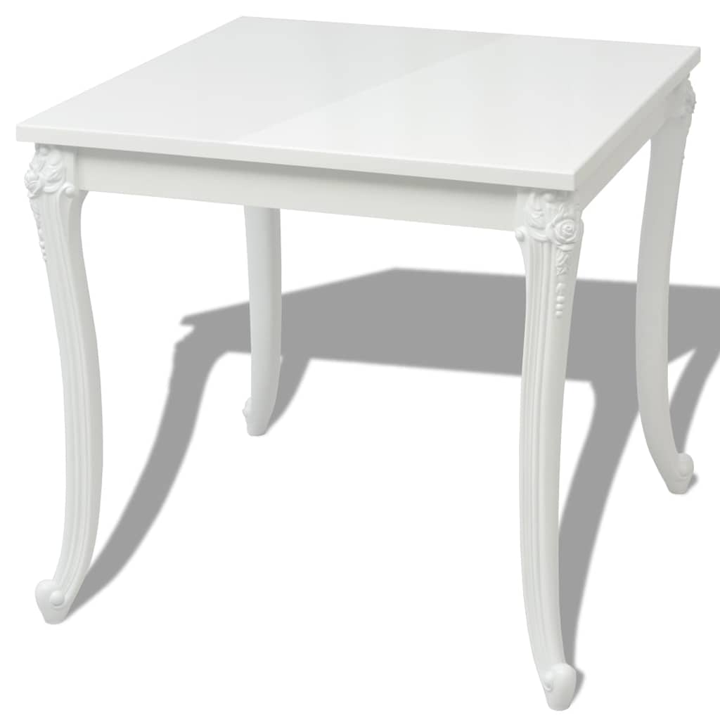 243382 vidaXL Dining Table 80x80x76 cm High Gloss White