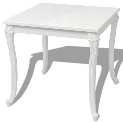 243382 vidaXL Dining Table 80x80x76 cm High Gloss White