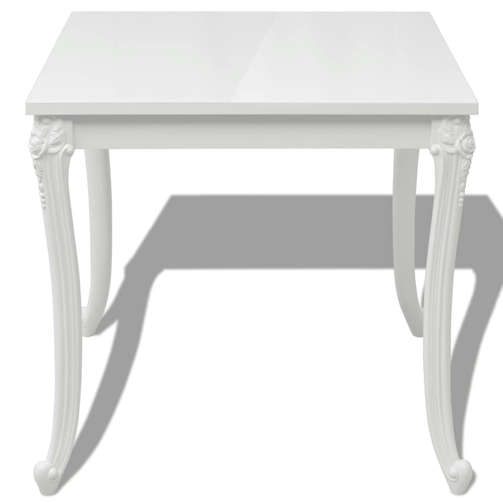 243382 vidaXL Dining Table 80x80x76 cm High Gloss White