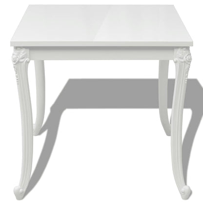 243382 vidaXL Dining Table 80x80x76 cm High Gloss White