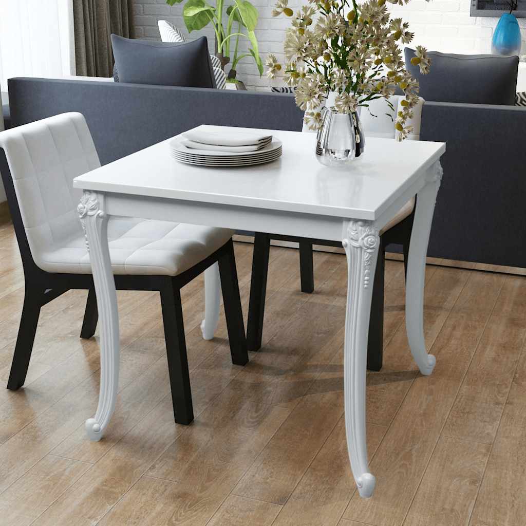 243382 vidaXL Dining Table 80x80x76 cm High Gloss White