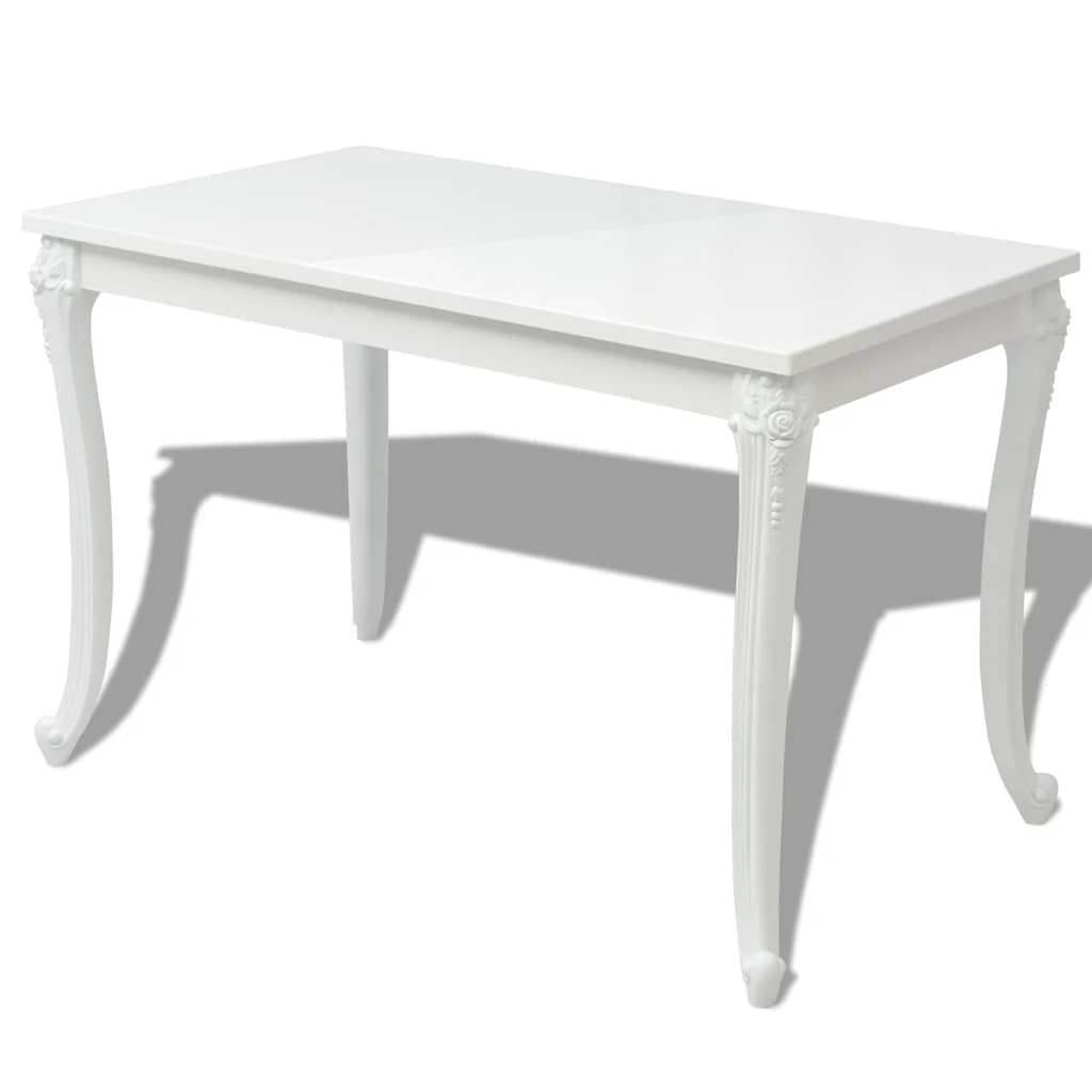 243383 vidaXL Dining Table 116x66x76 cm High Gloss White