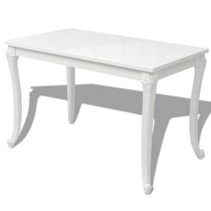 243383 vidaXL Dining Table 116x66x76 cm High Gloss White